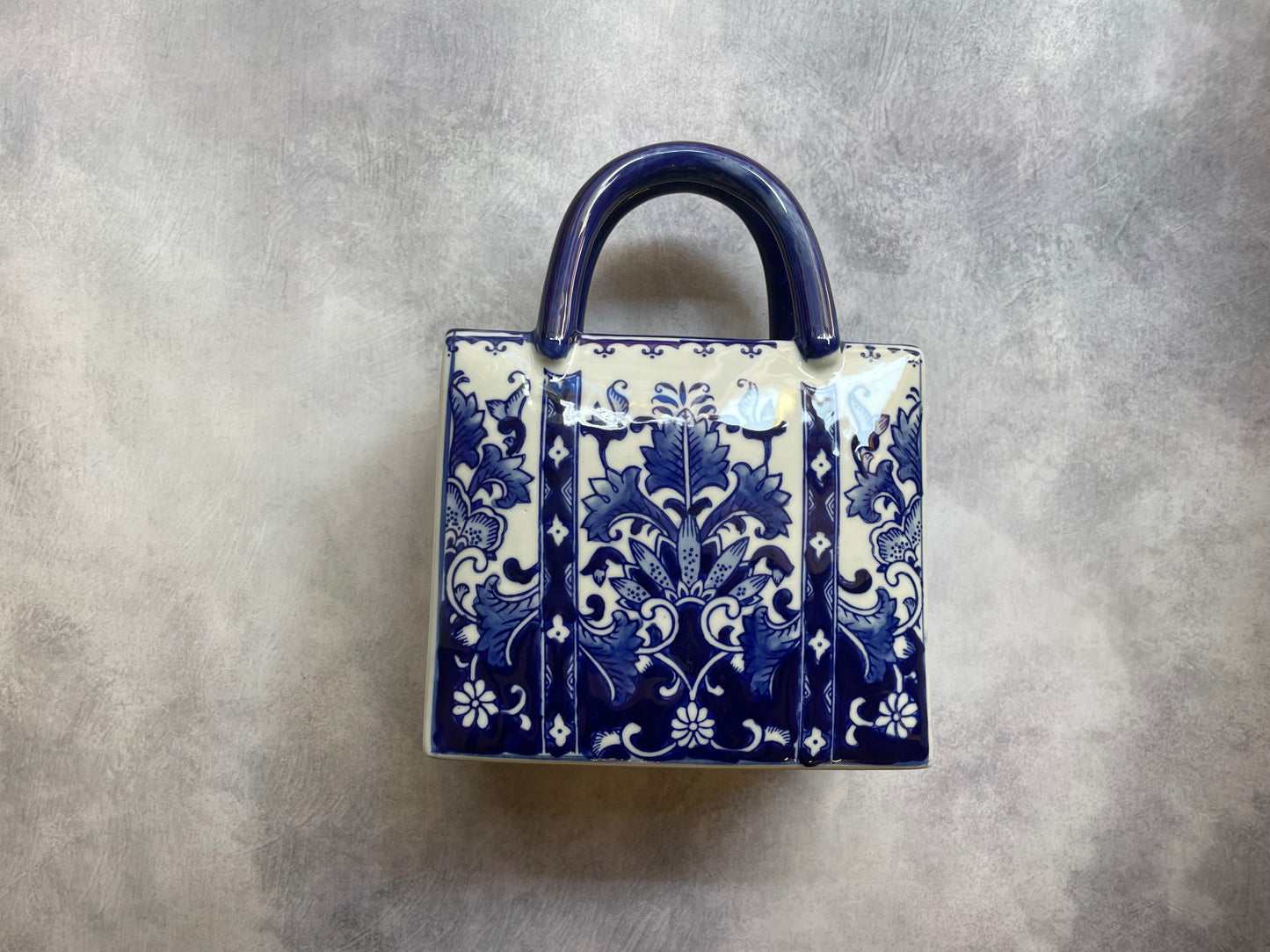 Ceramic Handbag – Royal Blue Floral Baroque