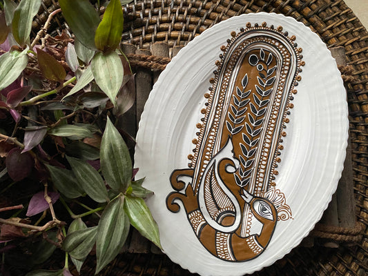 Graceful Gaze – The Tribal Peacock Handcrafted Wall Plate | Culture Aisle India