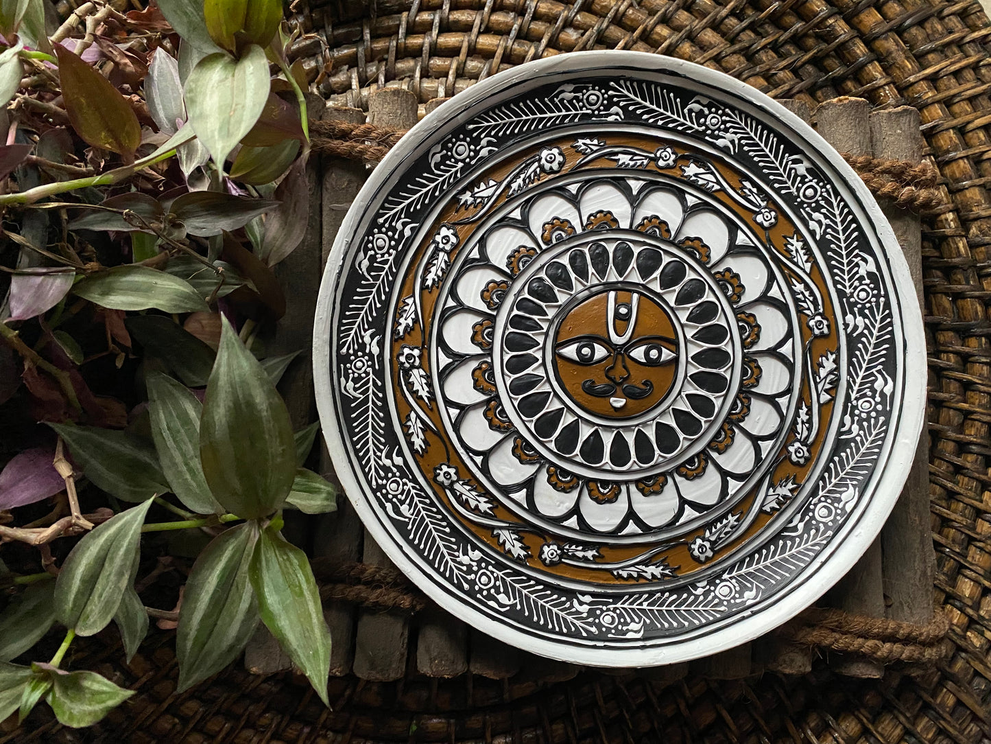 Surya Mandala – Handcrafted Wallplate in Folk Sun Motif | Culture Aisle India