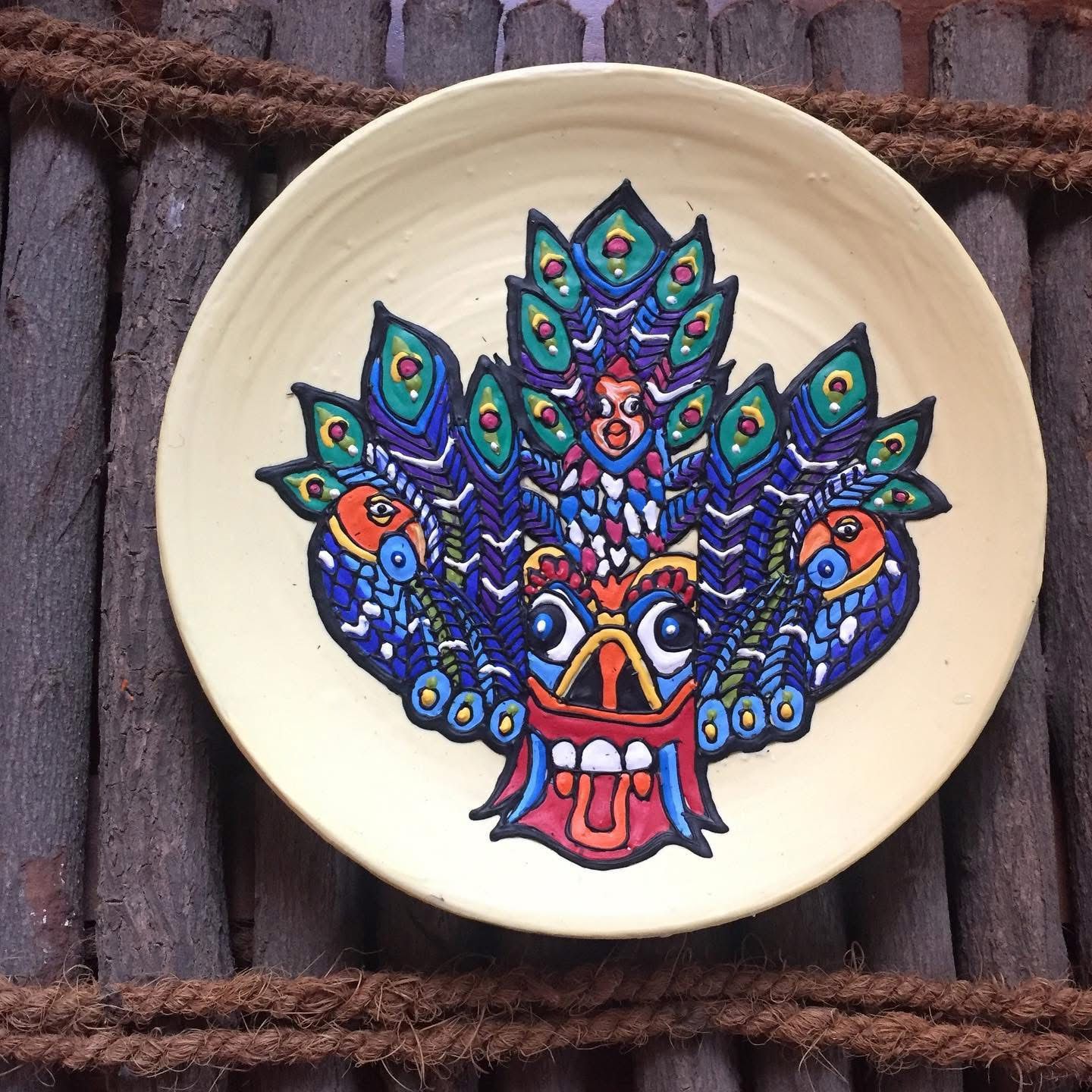 Peacock Guardian – Sri Lankan Mask Wallplate
