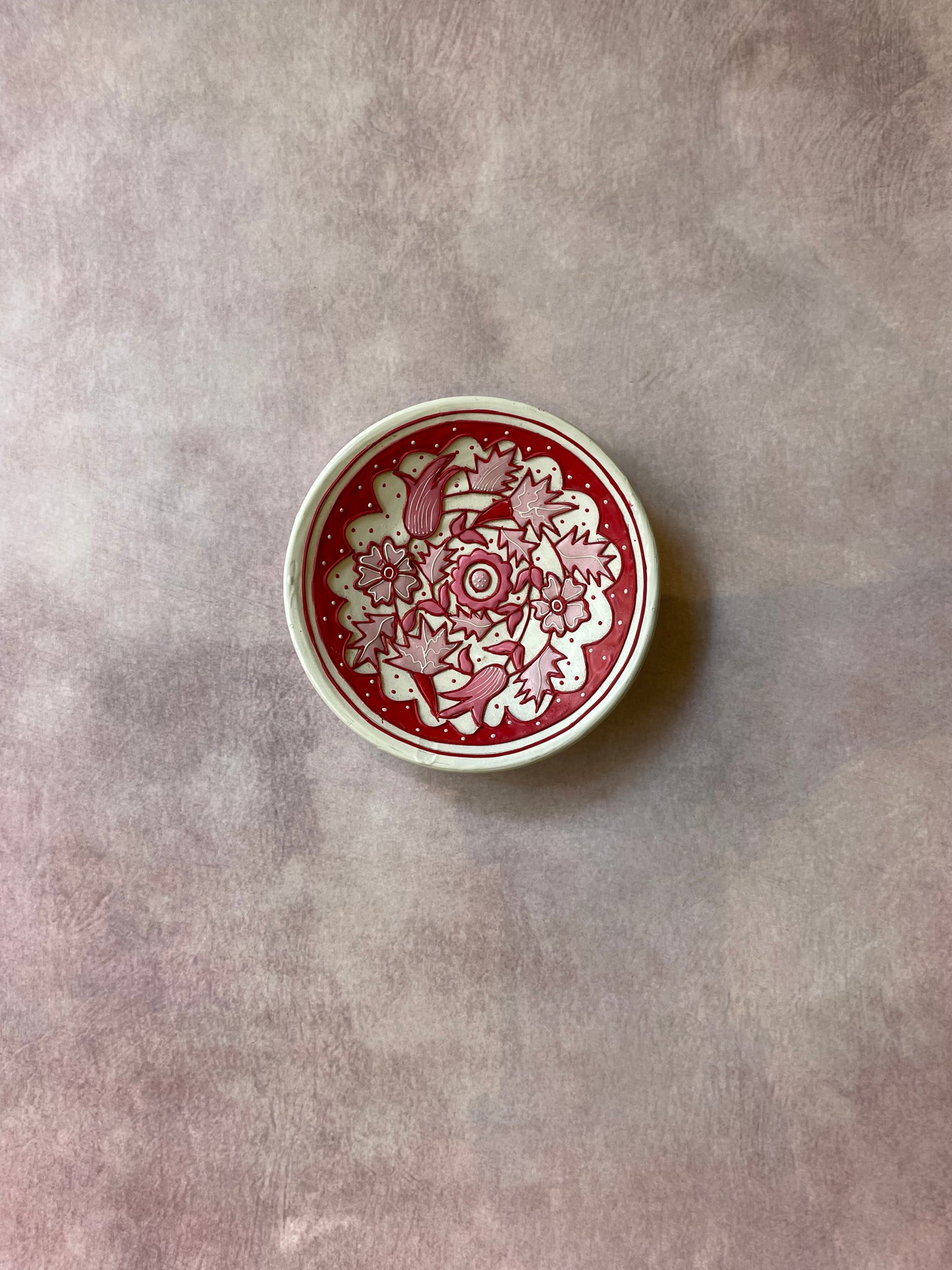 Handcrafted Red Delft Blossom Wall Plate (5.5") | Culture Aisle India