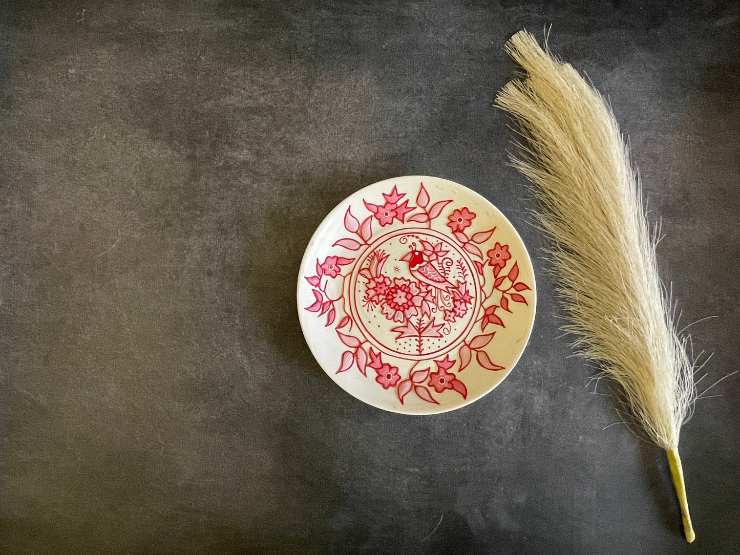 Handcrafted Crimson Songbird Wall Plate (7.5") | Culture Aisle India