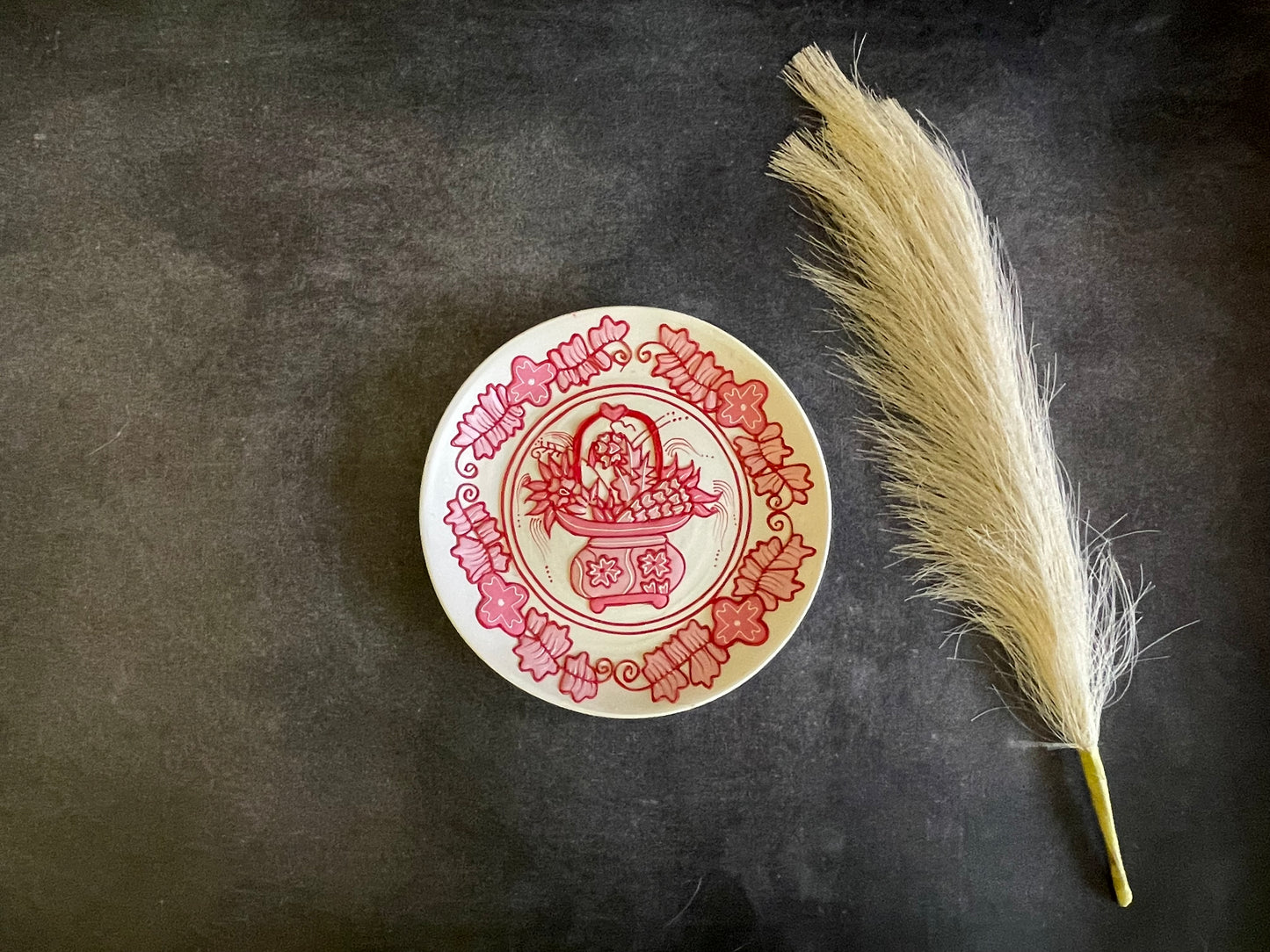 Handcrafted Crimson Garden Bloom Wall Plate (7.5") | Culture Aisle India