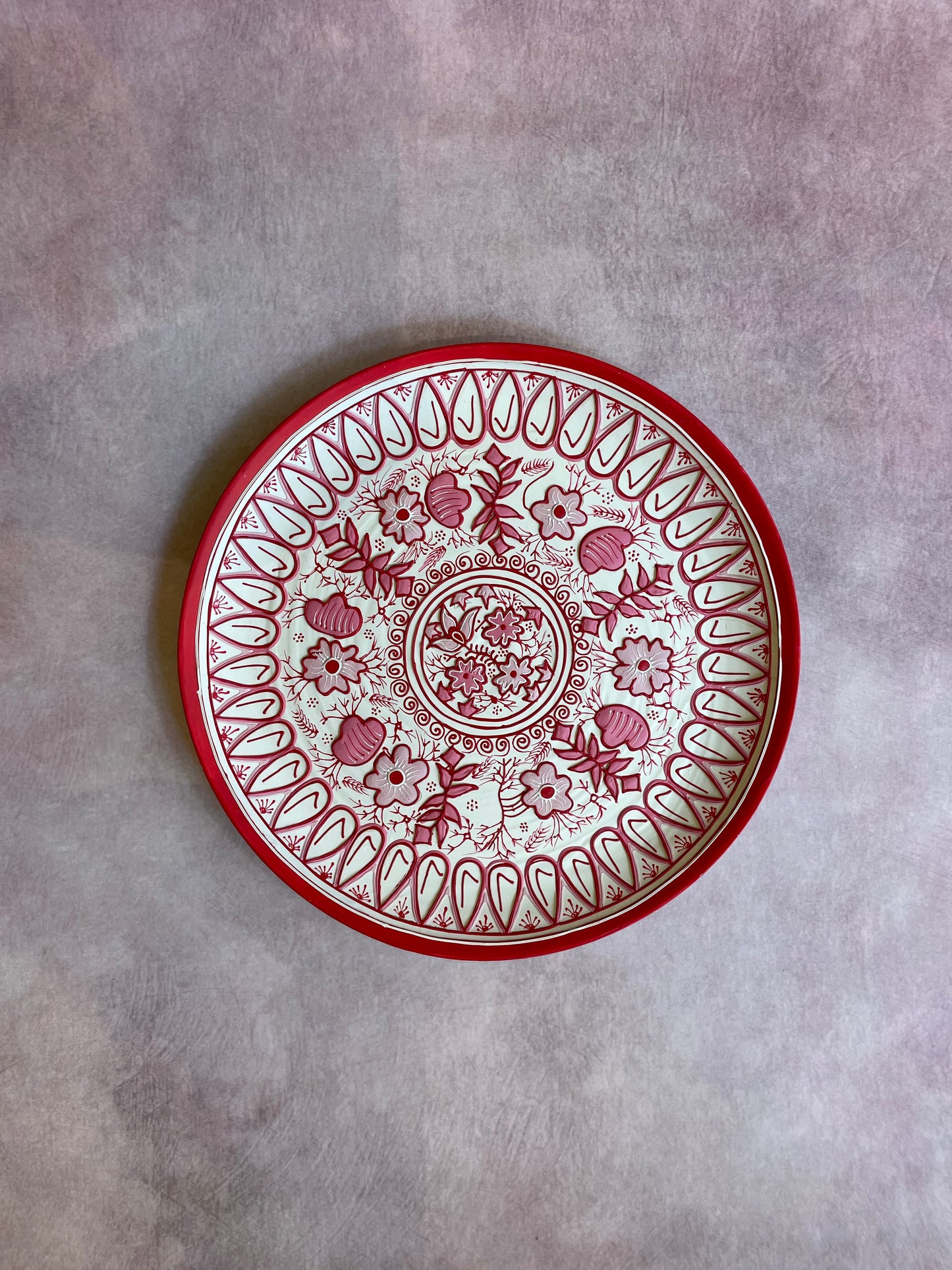 Garden Blooming Red – 10.5'' Inches Handcrafted Wall Plate