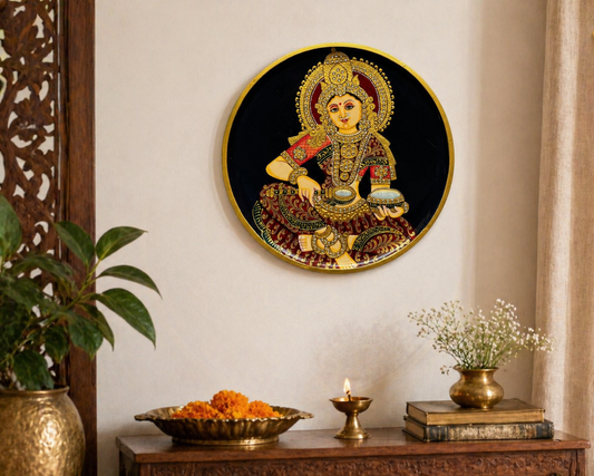 Annapurna Grace – Handpainted Pichwai Wallplate (12 Inch)