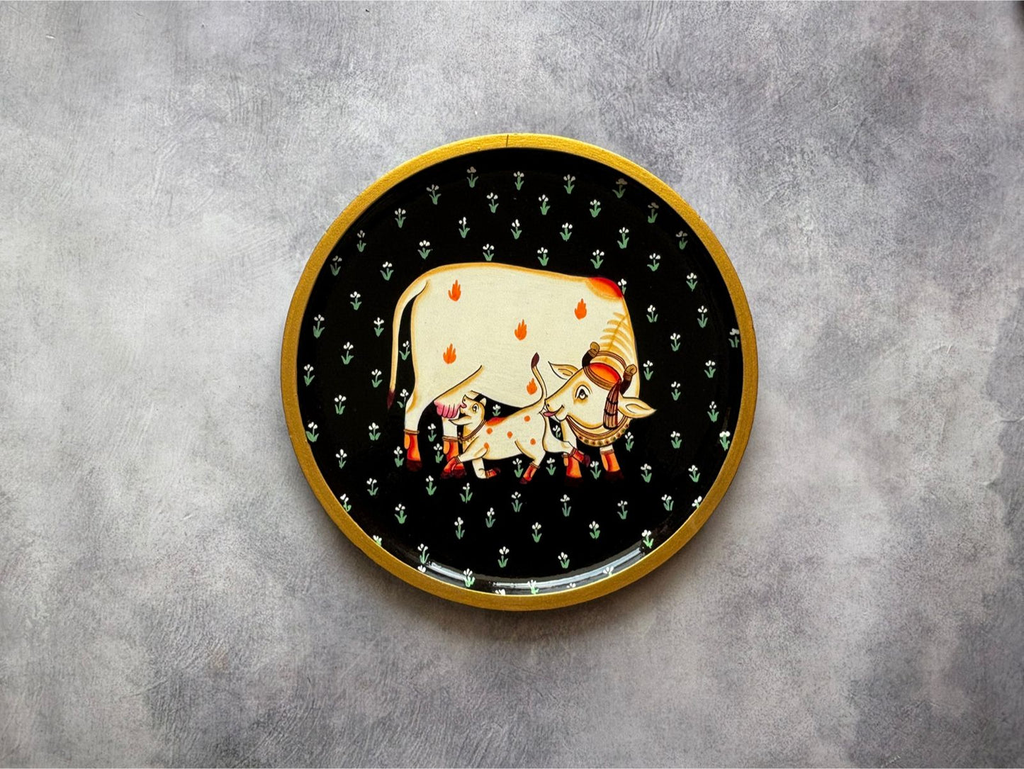 The Sacred Stride - Handpainted Pichwai Wallplates (M)