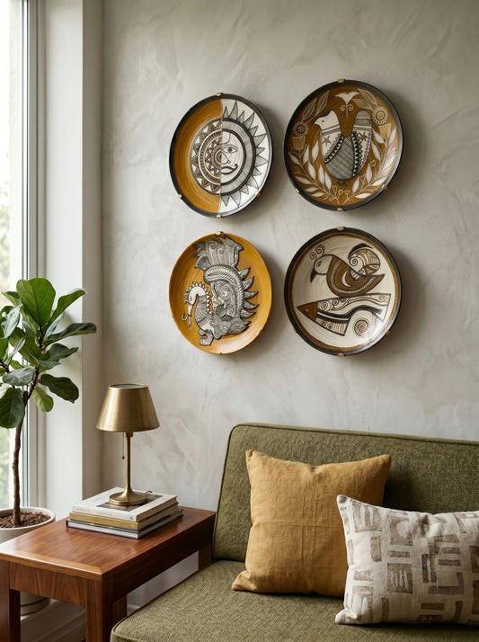 Handcrafted Designer Wall Plate Set (4 Pieces)