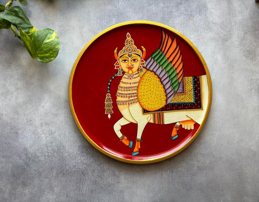 Divine Garuda – Handpainted Pichwai Wallplate (12 Inch MDF Wooden Decor)