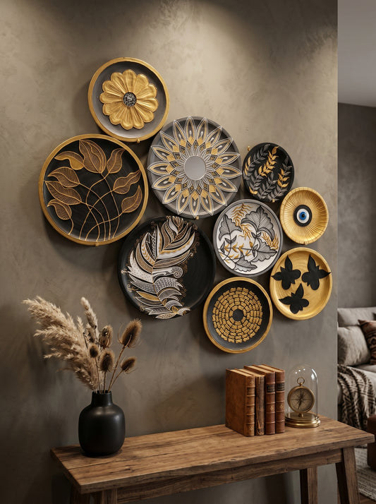 Handcrafted Luxe Wall Plate Set (9 Pieces) (SET2)