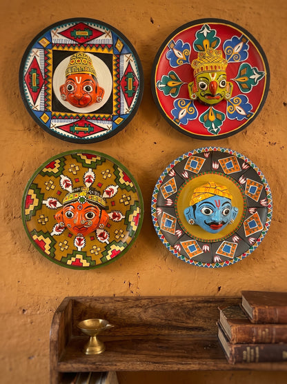 Cherial Mask Wall Plate Set – Handcrafted Tribal Story Art (Set of 4)