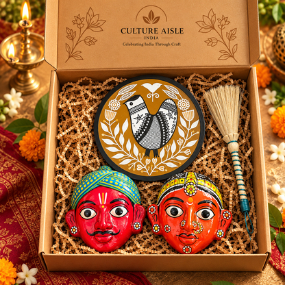 Handcrafted Cherial Mask & Folk Art Gift Hamper | Diwali & Housewarming Gifts – Culture Aisle India