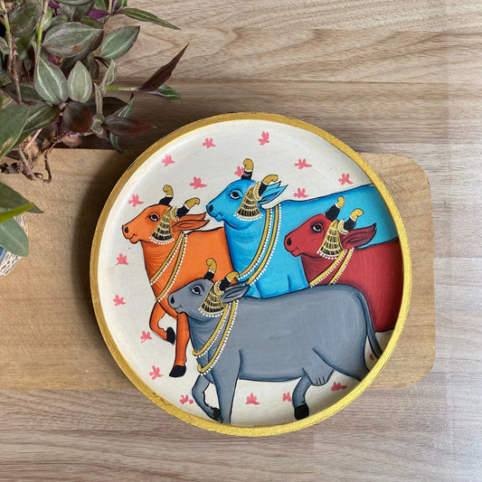 The Divine Herd – Multicolour Cow Pichwai Wallplate