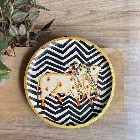 The Sacred Stride - Handpainted Pichwai Wallplates