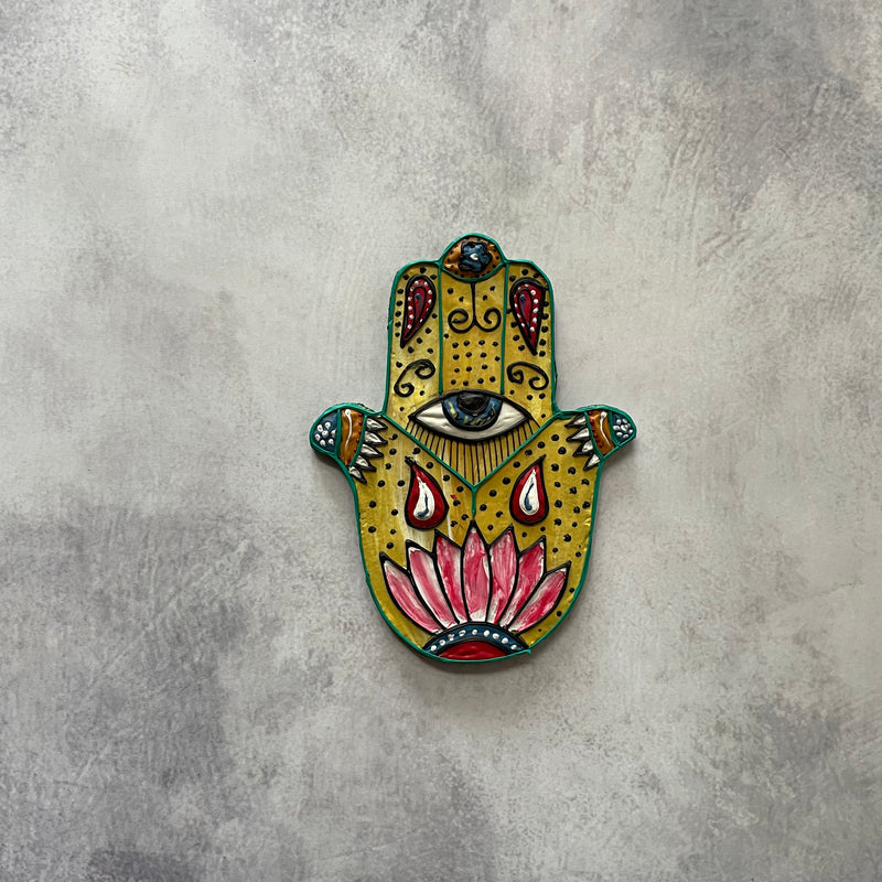 Hamsa Hand -  – Eye of Protection & Lotus Bloom | Handcrafted  Fridge Magnet | Culture Aisle India