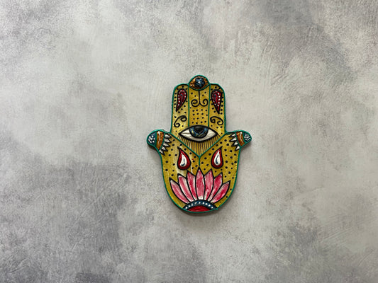 Hamsa Hand -  – Eye of Protection & Lotus Bloom | Handcrafted  Fridge Magnet | Culture Aisle India
