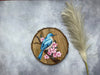 Blossom Whisper – Handpainted Bluebird on Wooden Log with Cherry Blossoms