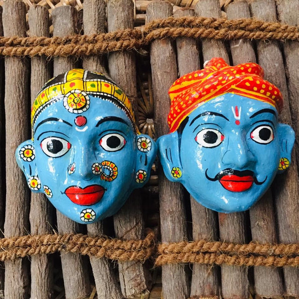 Cherial Mask Set – Handcrafted Tribal Wall Art from Telangana | Ethnic Home Décor by Culture Aisle