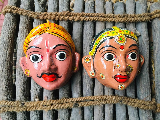 Cherial Mask Set – Handcrafted Tribal Wall Art from Telangana | Ethnic Home Décor by Culture Aisle (Skin Color)