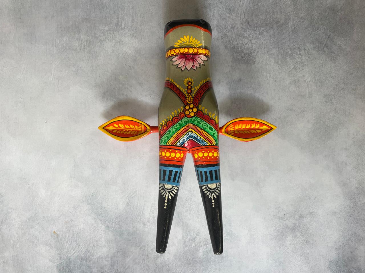 Hand-Painted Wooden Cow Head Wall Mask – Folk Art Decor by Indian Artisans