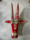 Hand-Painted Wooden Cow Head Wall Mask – Folk Art Decor by Indian Artisans