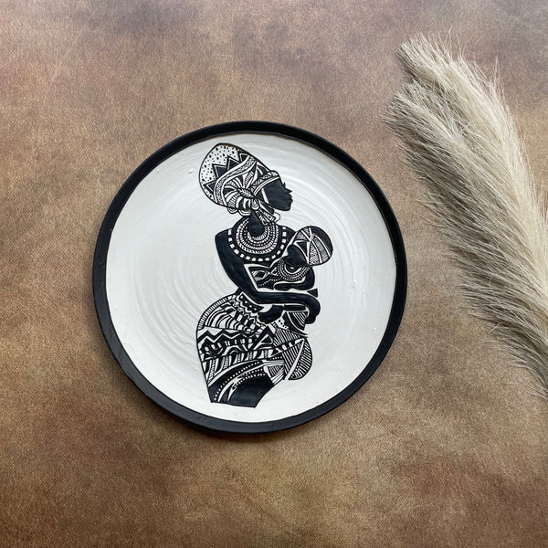 Mother's Embrace – African Tribal Mother & Child Wall Plate by Culture Aisle India