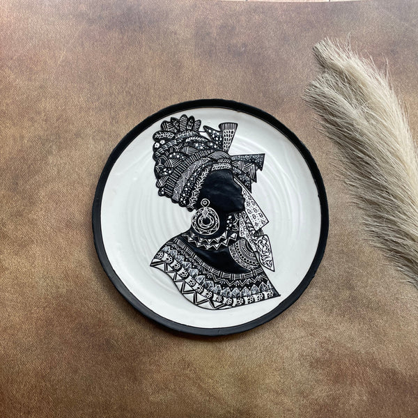 Regal Grace – African Tribal Queen Wall Plate by Culture Aisle India