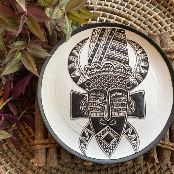 Tribal Majesty: African Mask Wall Plate by Culture Aisle India