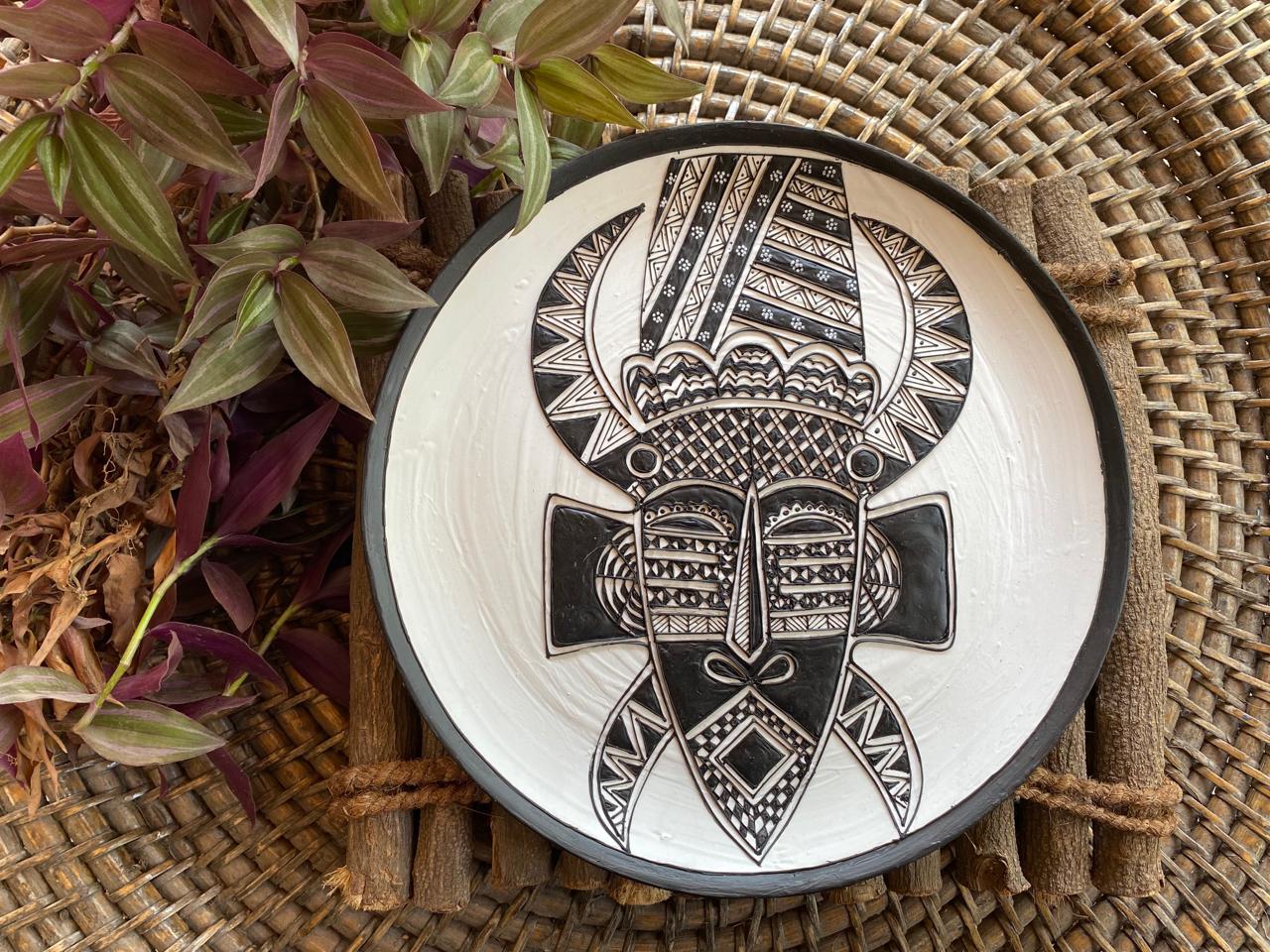 Tribal Majesty: African Mask Wall Plate by Culture Aisle India