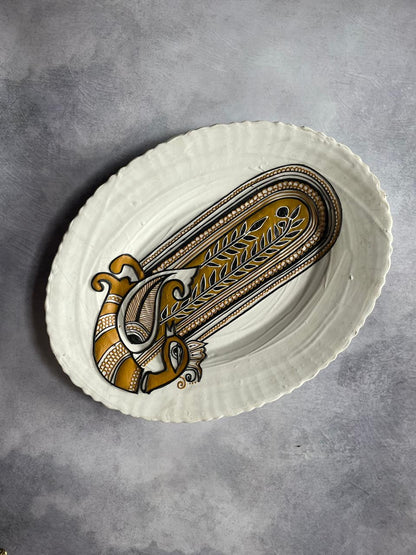 Graceful Gaze – The Tribal Peacock Handcrafted  Wall Plate | Culture Aisle India