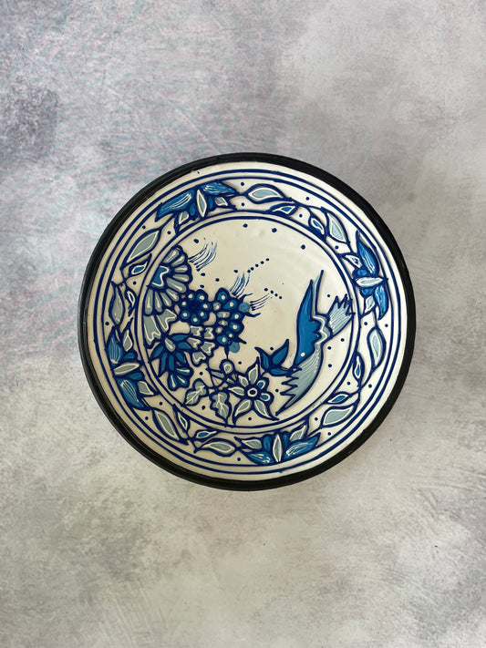 Blue Blossom Bird – Handcrafted Ceramic Wall Plate (5.5") | Culture Aisle India