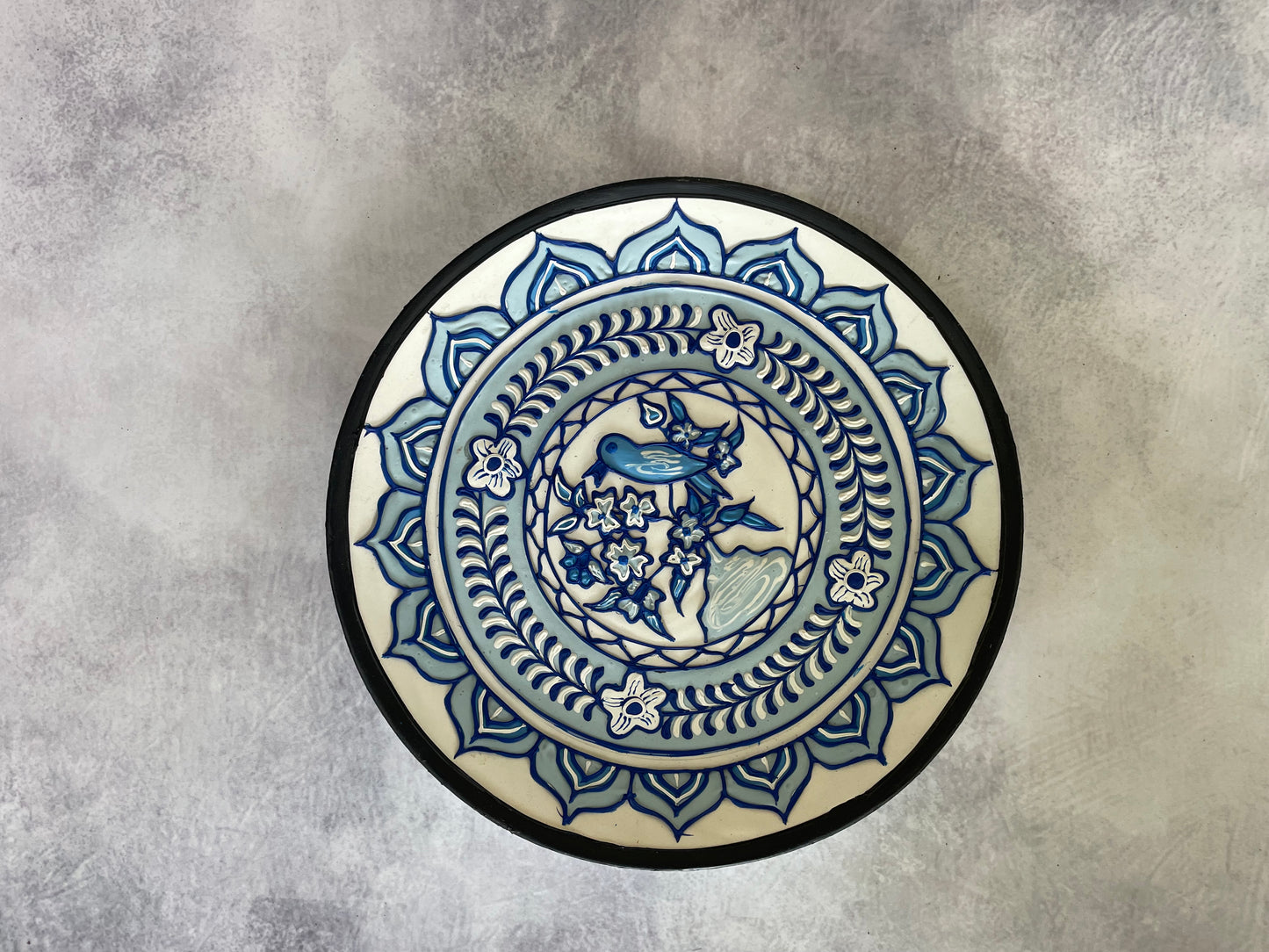 Mystic Aviary – 7.5" Inches Handcrafted Ceramic Wall Plate | Blue Blossom Edition
