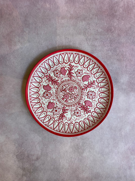 Garden Blooming Red – 10.5'' Inches  Handcrafted Wall Plate