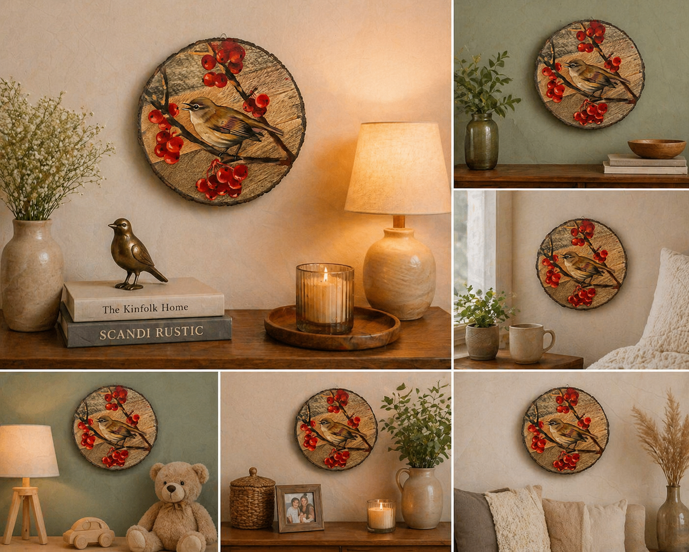 Whispering Woods – Handcrafted Bird & Berry Wooden Wallplate