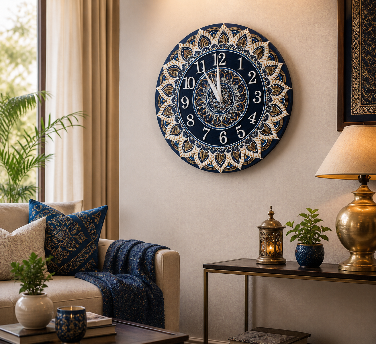 Midnight Mandala – Handpainted Decorative Wall Clock (12 Inch MDF Watchplat