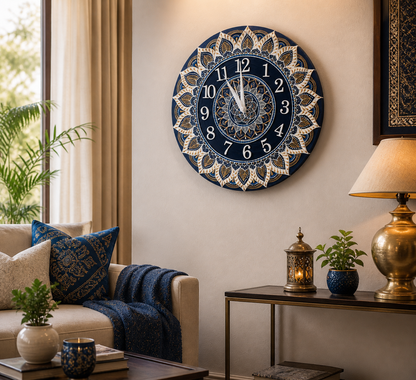 Midnight Mandala – Handpainted Decorative Wall Clock (12 Inch MDF Watchplat