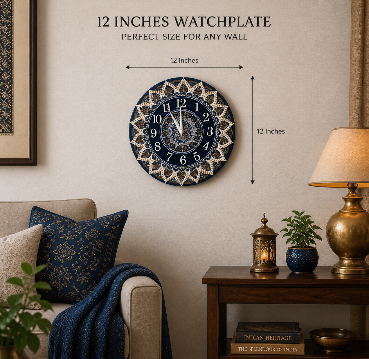 Midnight Mandala – Handpainted Decorative Wall Clock (12 Inch MDF Watchplat