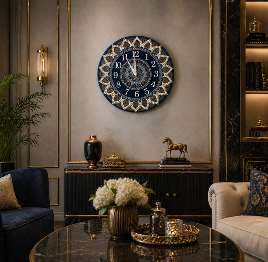 Midnight Mandala – Handpainted Decorative Wall Clock (12 Inch MDF Watchplat