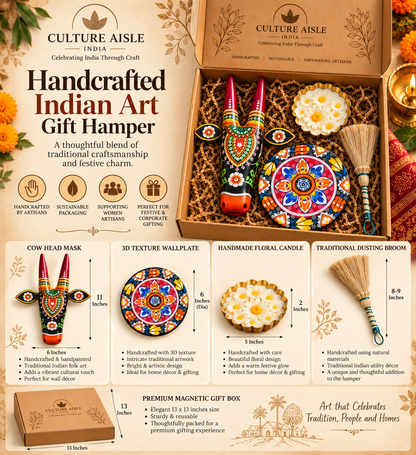 Handcrafted Nandi Mask Gift Hamper | Indian Folk Art & Home Décor