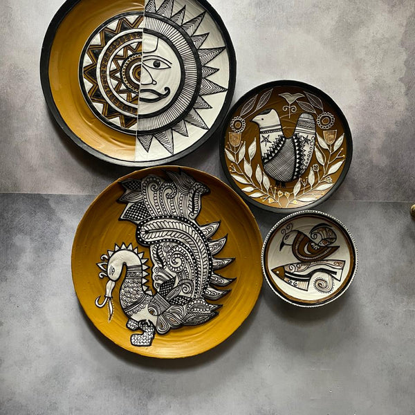 Handcrafted Designer Wall Plate Set (4 Pieces)
