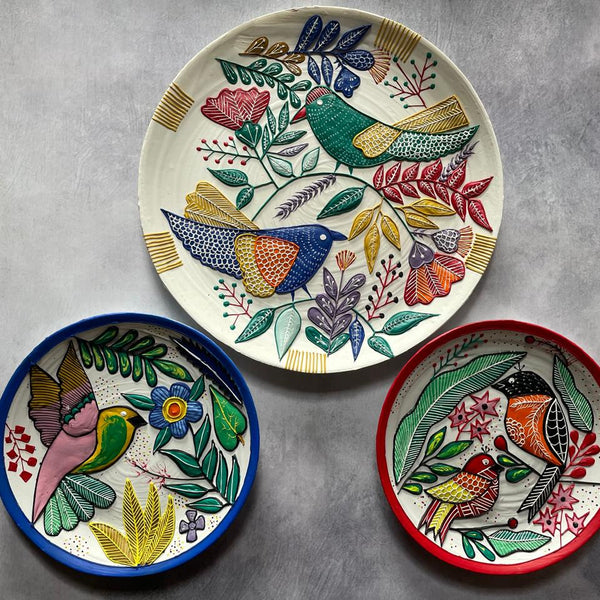 Handcrafted Wall Plate Set (3 Pieces)