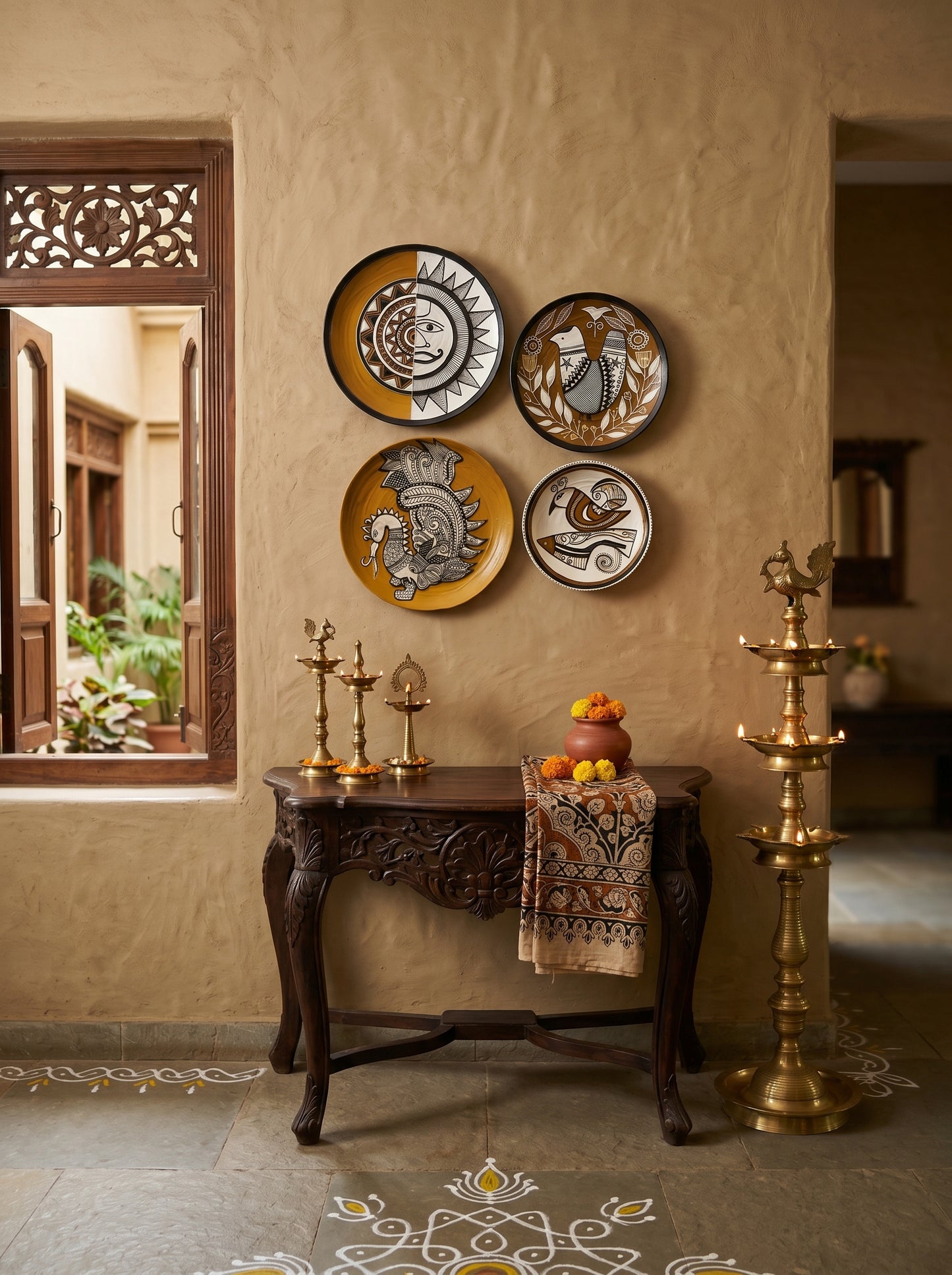 Handcrafted Designer Wall Plate Set (4 Pieces)