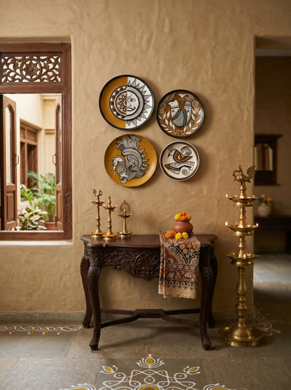 Handcrafted Designer Wall Plate Set (4 Pieces)