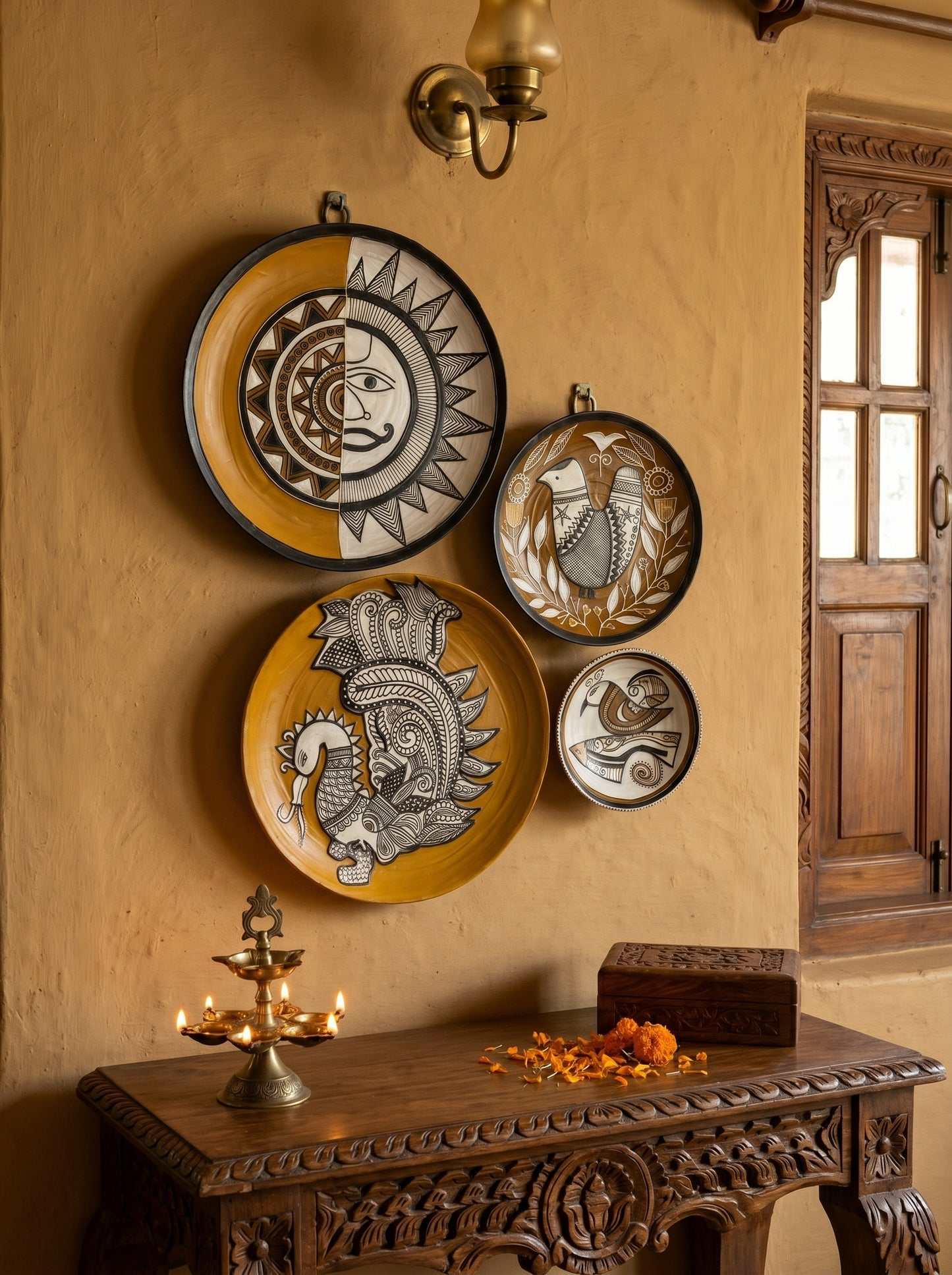 Handcrafted Designer Wall Plate Set (4 Pieces)