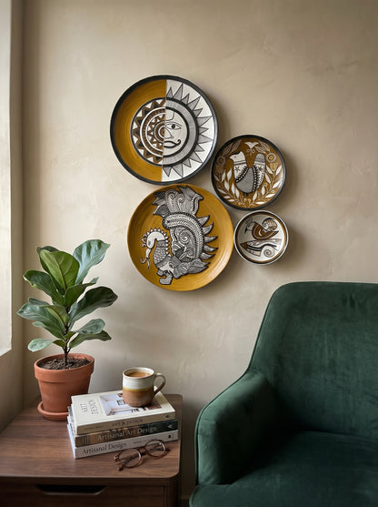 Handcrafted Designer Wall Plate Set (4 Pieces)