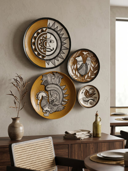 Handcrafted Designer Wall Plate Set (4 Pieces)