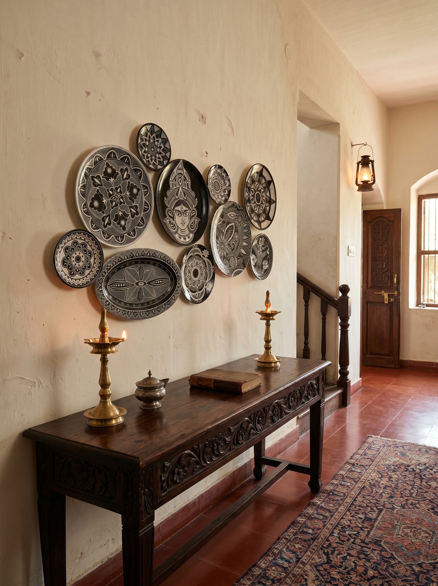 Handcrafted Black & White Wall Plate Set (10 Pieces) Set 25