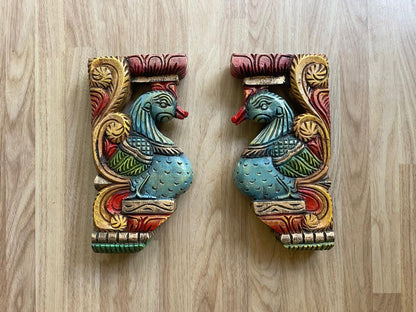 Avian Grace Blue – Handcrafted Wooden Bird Panel (Pair)