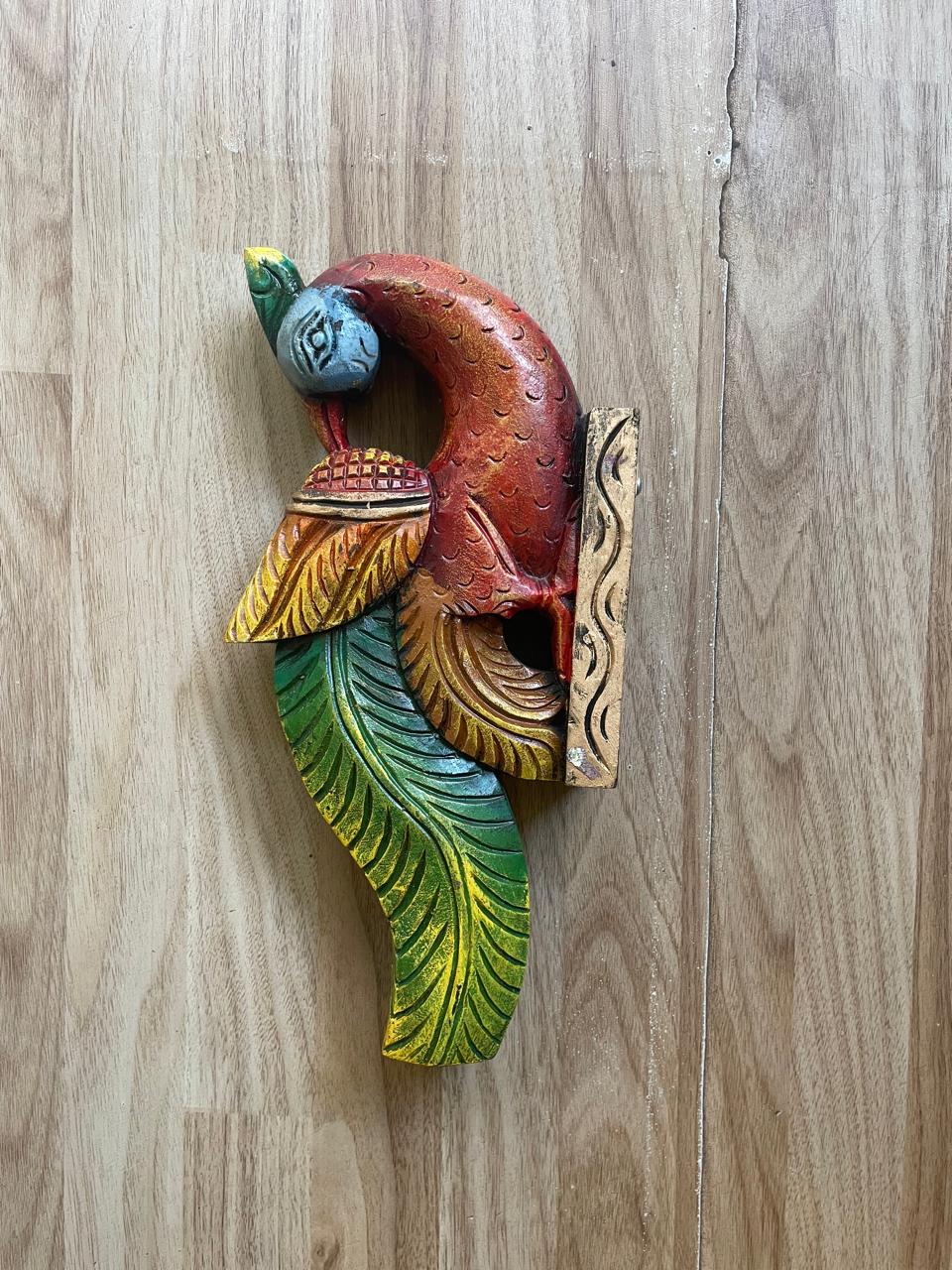 Avian Grace Green – Handcrafted Wooden Bird Panel (Pair)