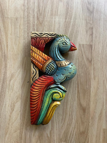 Avian Grace Blue and Green – Handcrafted Wooden Bird Panel (Pair)