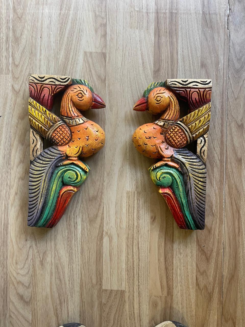 Avian Grace Yellow – Handcrafted Wooden Bird Panel (Pair)